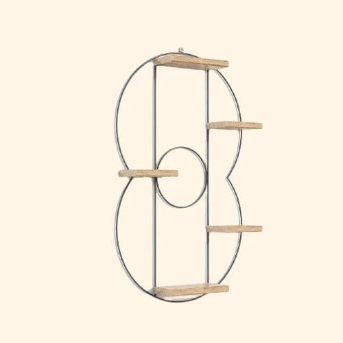 Etagère murale industrielle décorative avec 5 planches en bois