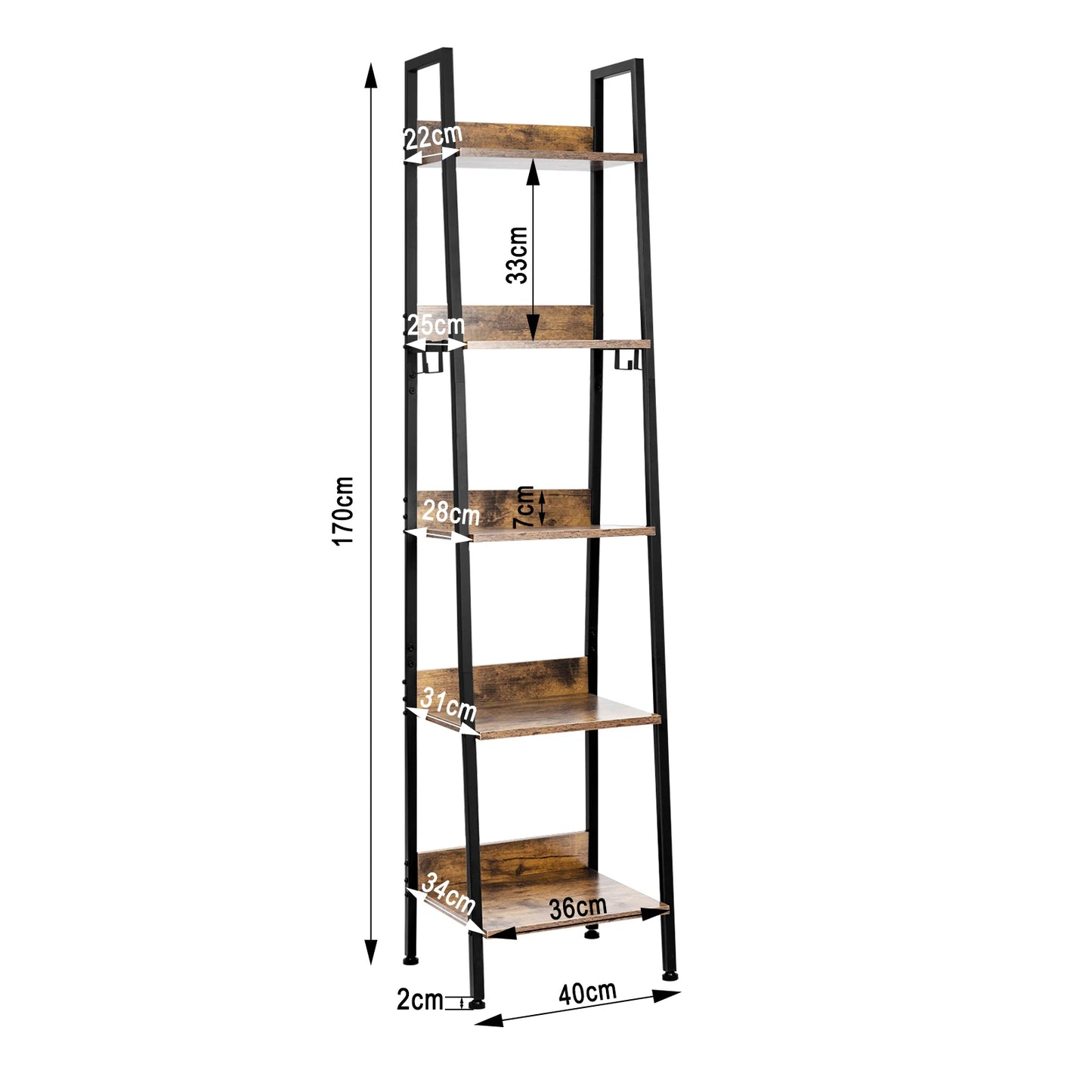 Etagère échelle scandinave en bois et métal 5 niveaux