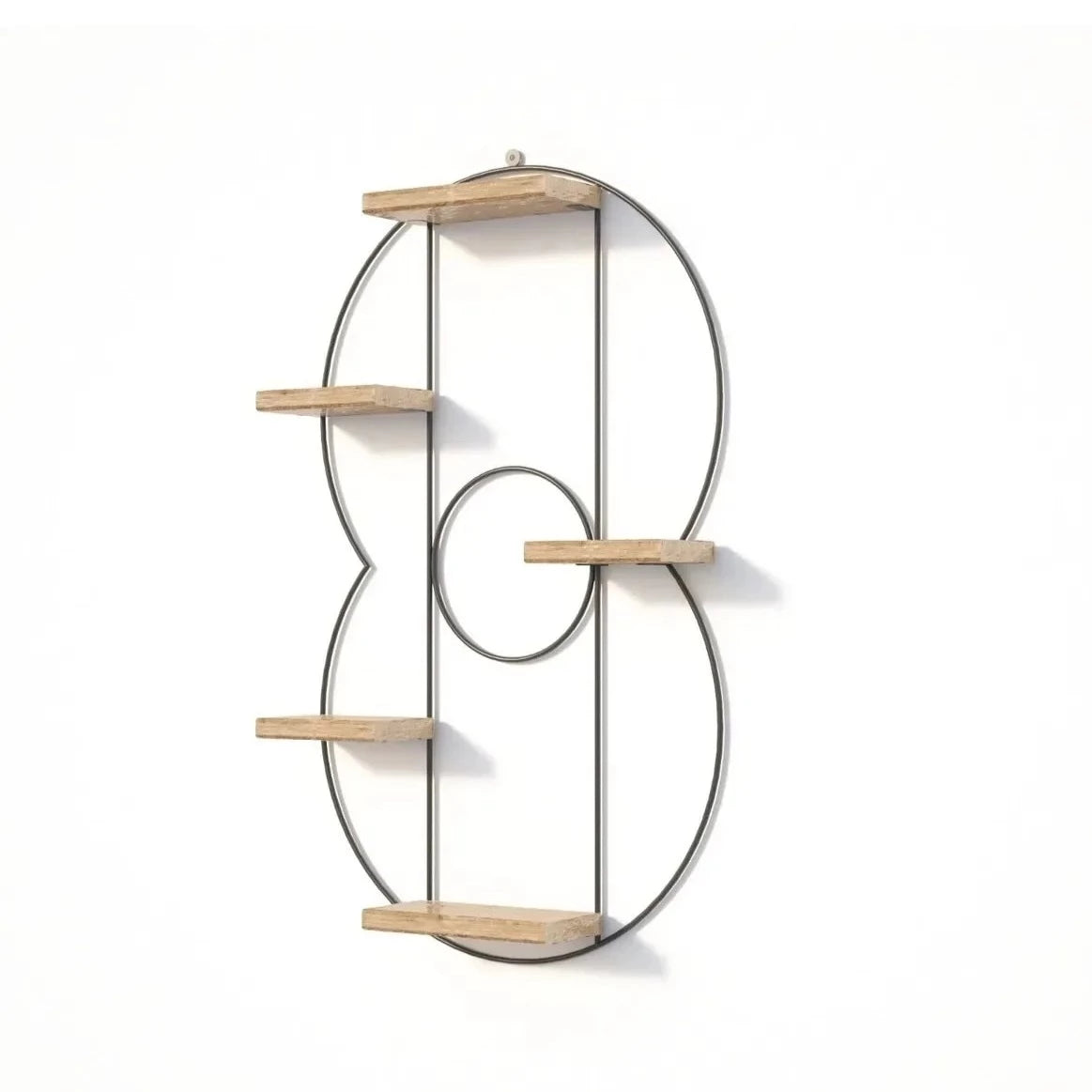 Etagère murale industrielle décorative avec 5 planches en bois