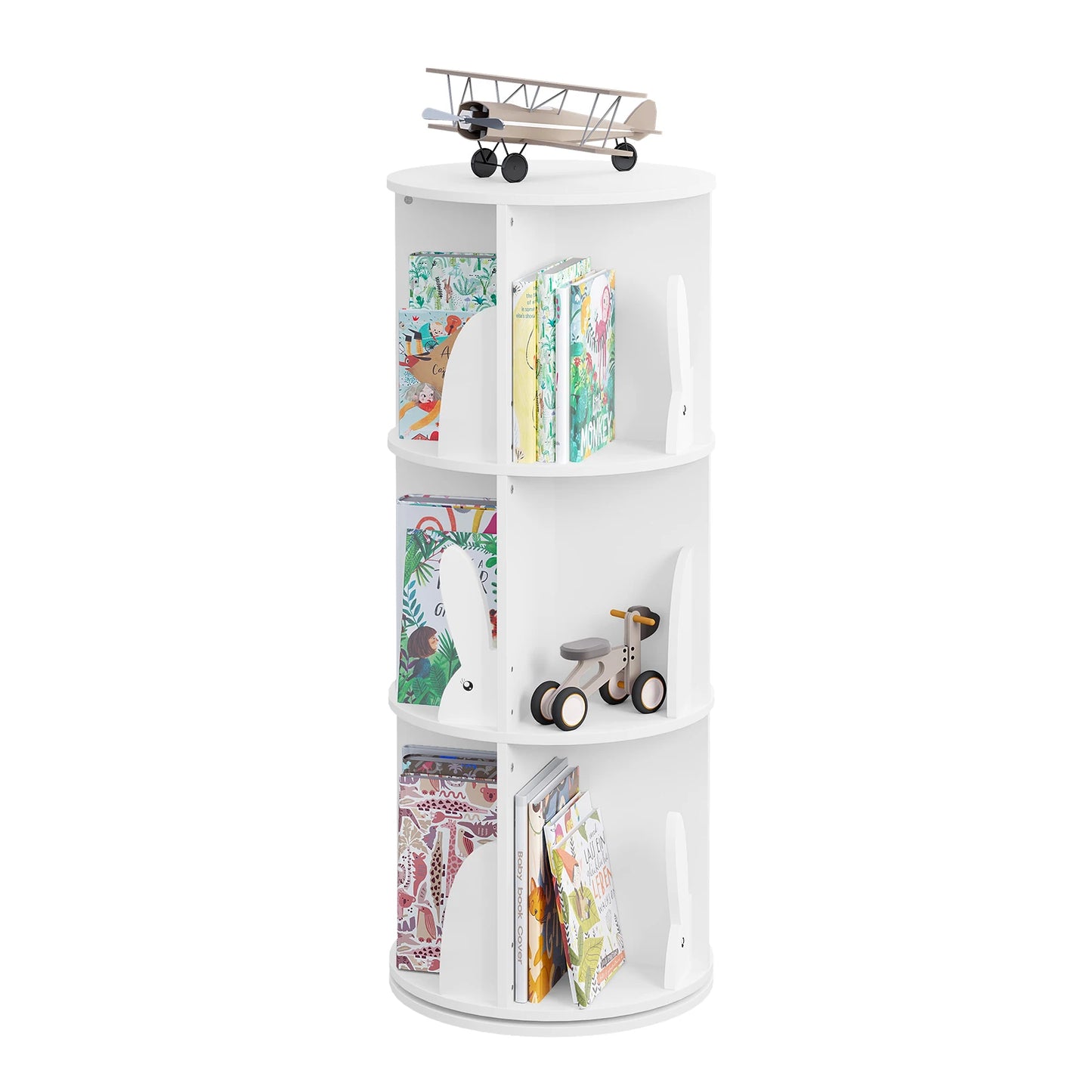 Bibliothèque rotative enfant en bois blanc