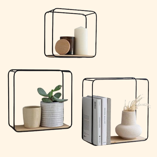 Lot d'étagère murale carré noir