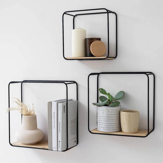 Lot d'étagère murale carré noir scandinave
