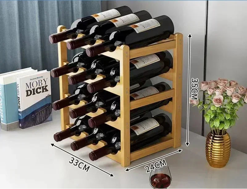 Etagère bois 3 niveaux capacité 12 bouteilles de vin