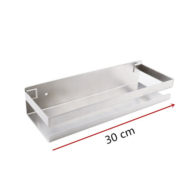 Etagère murale en métal rectangulaire avec rebord anti chute pour salle de bain