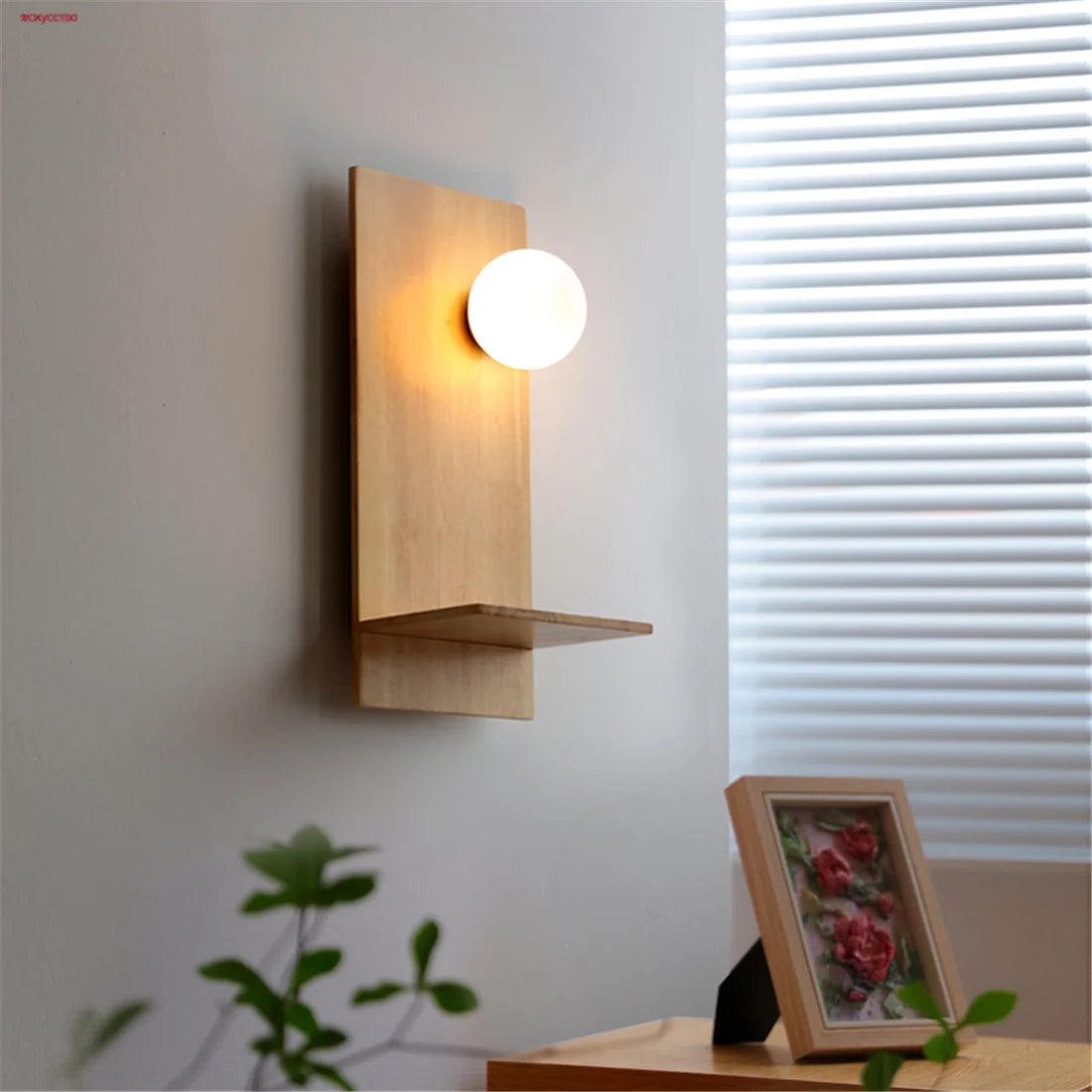Etagère murale bois a éclairage led intégré