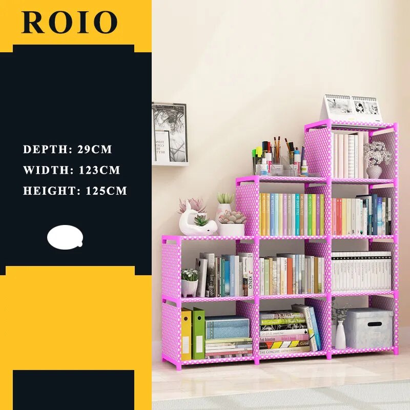 Etagère modulable chambre enfant métal et tissu rose