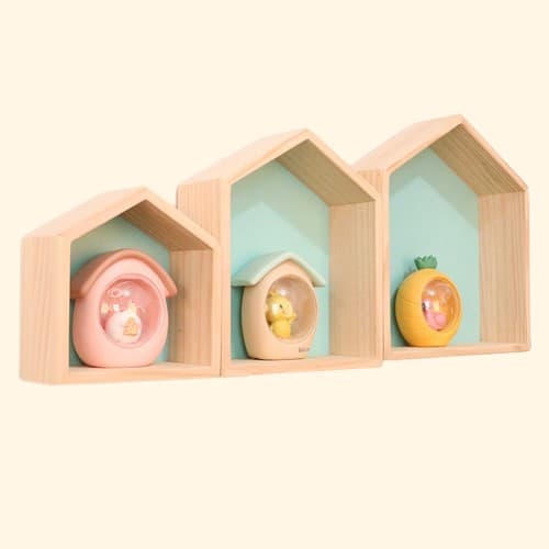 Etagère murale deco bois maisonette par lot de 3