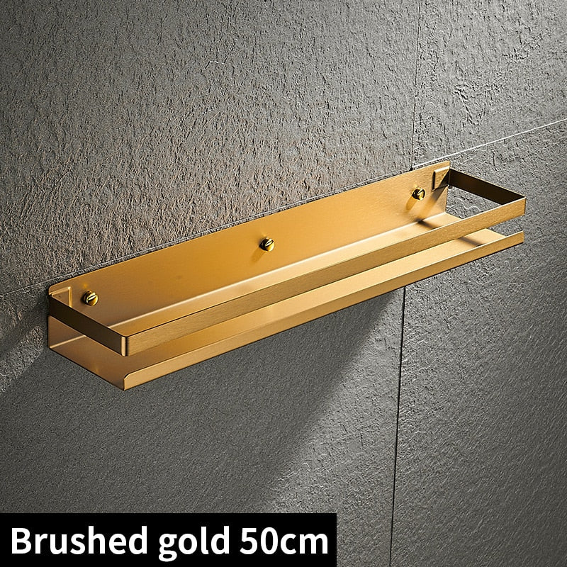 Etagère murale en métal rectangulaire avec rebord anti chute pour salle de bain