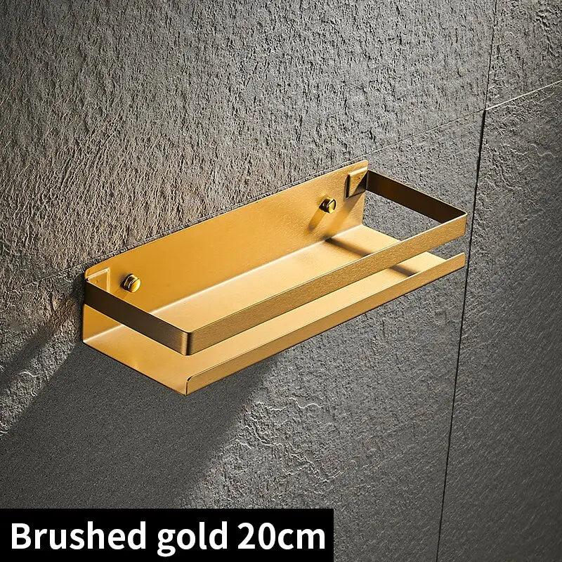 Etagère murale en métal rectangulaire avec rebord anti chute pour salle de bain
