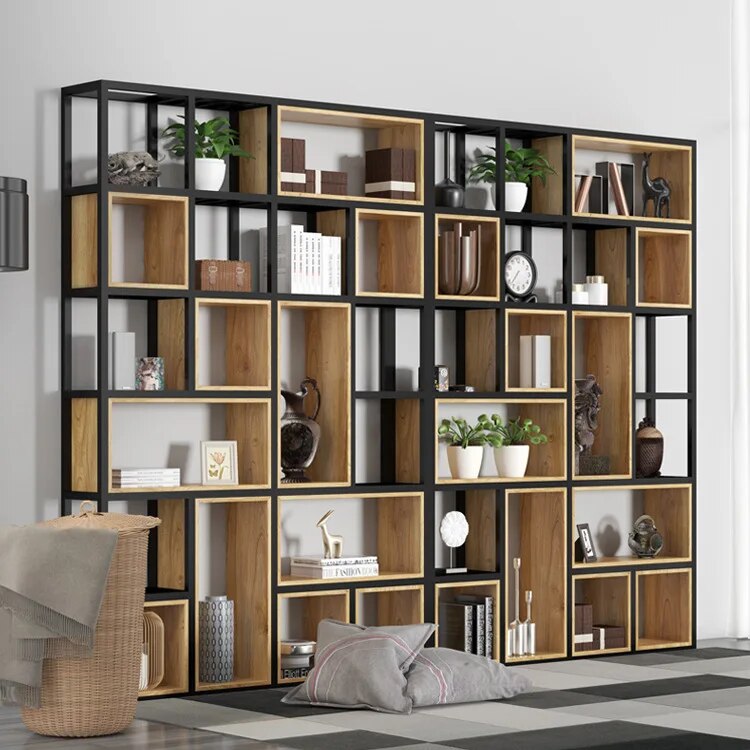 Etagère de séparation design bois et métal