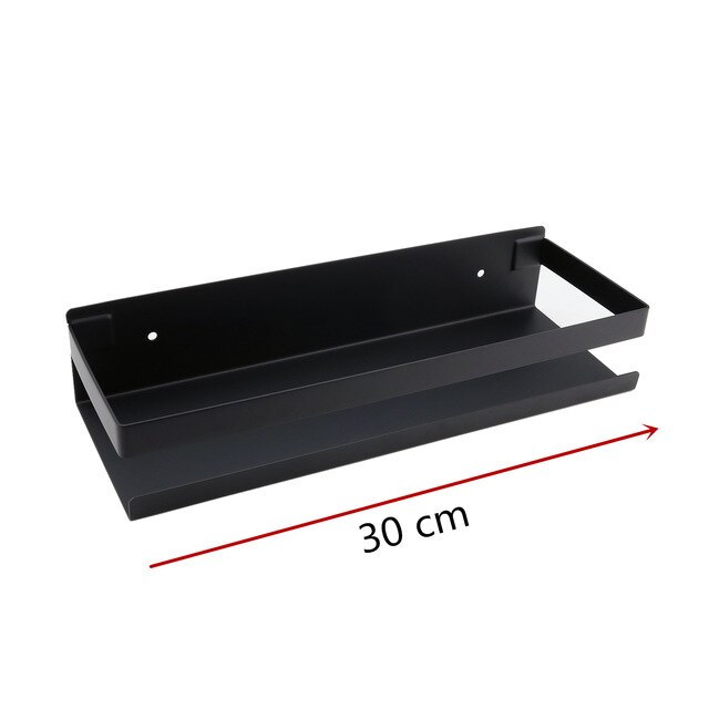 Etagère murale en métal rectangulaire avec rebord anti chute pour salle de bain