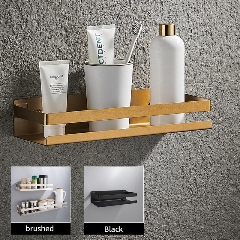Etagère murale en métal rectangulaire avec rebord anti chute pour salle de bain