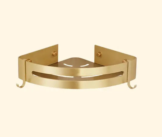 Etagère d'angle murale dorée pour salle de bain multi supports