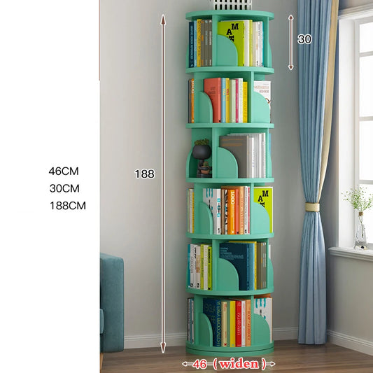 Bibliothèque rotative enfant bois verticale forme cylindrique