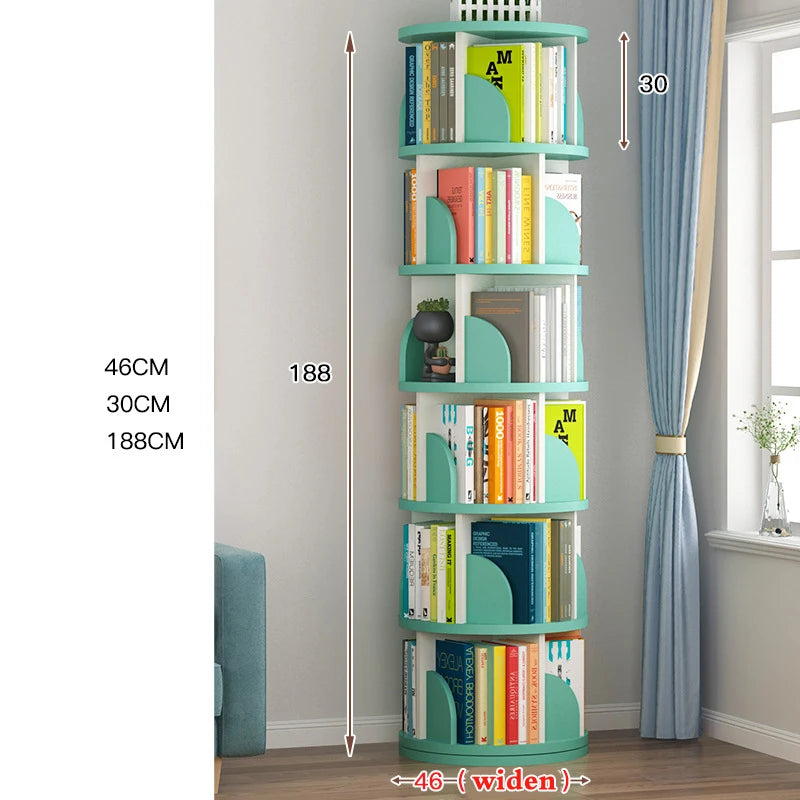 Bibliothèque rotative enfant bois verticale forme cylindrique