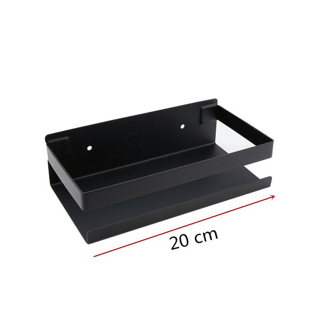 Etagère murale en métal rectangulaire avec rebord anti chute pour salle de bain