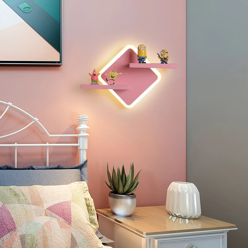 Etagere chevet murale lumineuse pour fille
