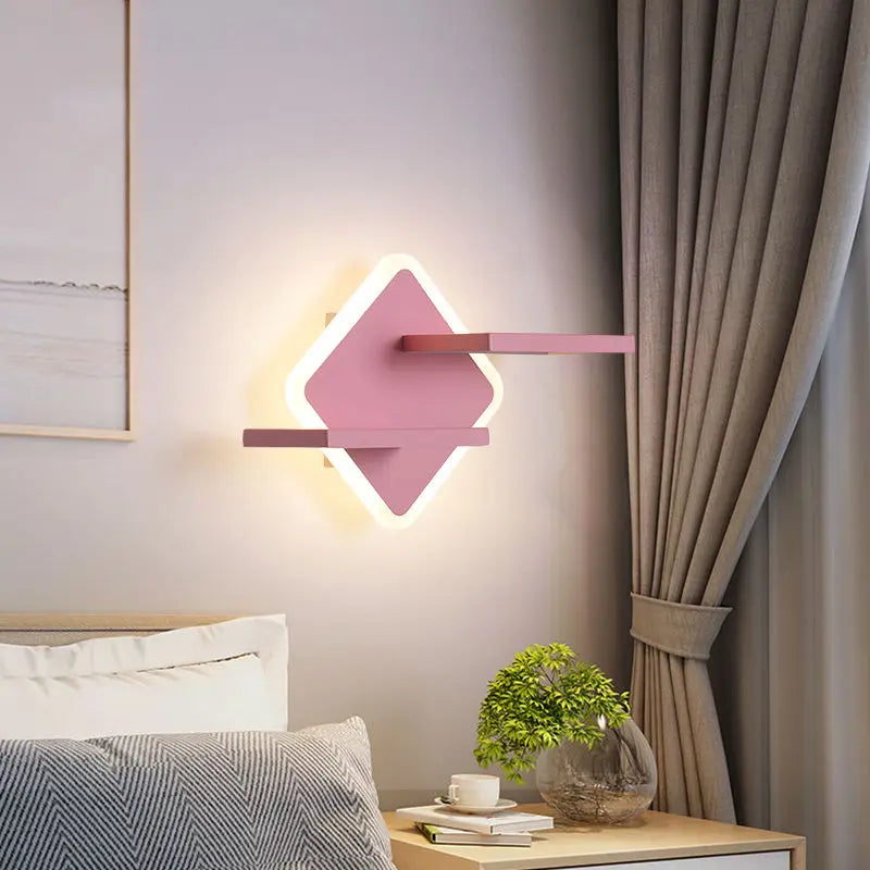 Etagere chevet murale lumineuse rose