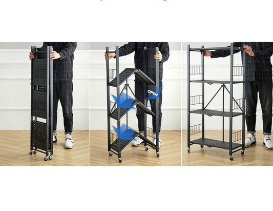Etagère de rangement sur roulettes à 3 niveaux pliables