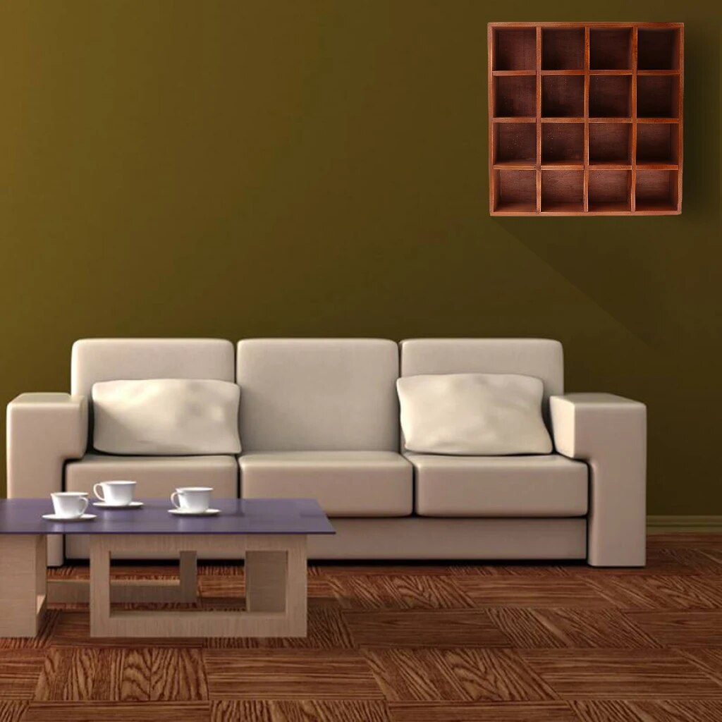 Etagere bois salon carré