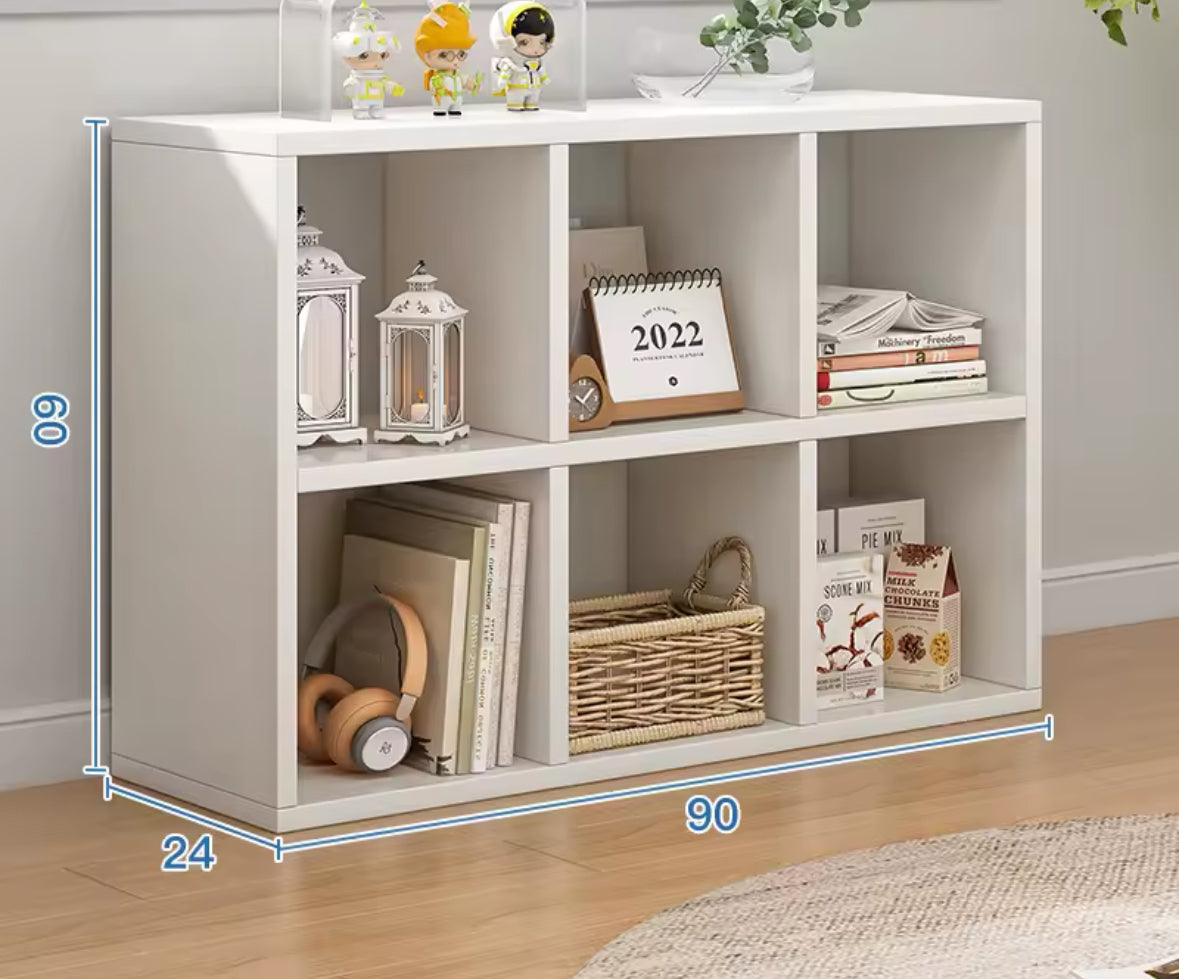 Meuble étagère bas double niveau en bois clair