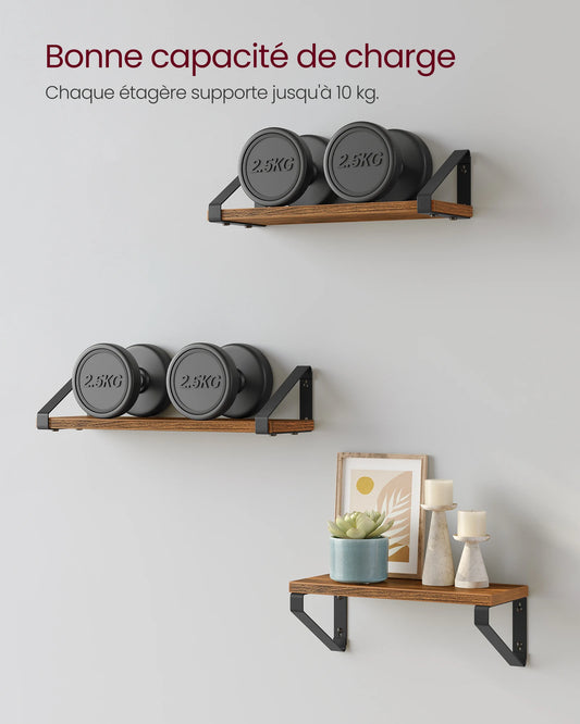 Etagère murale bois avec équerre de fixation réversible solide