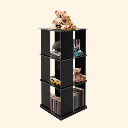 Etagère à livres verticale rotative carrée en bois DIY