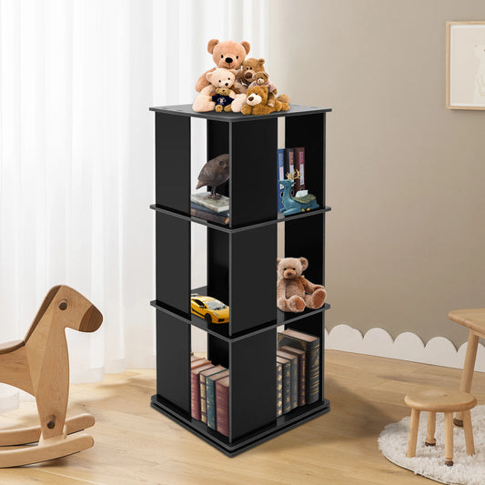 Etagère à livres verticale rotative carrée en bois DIY