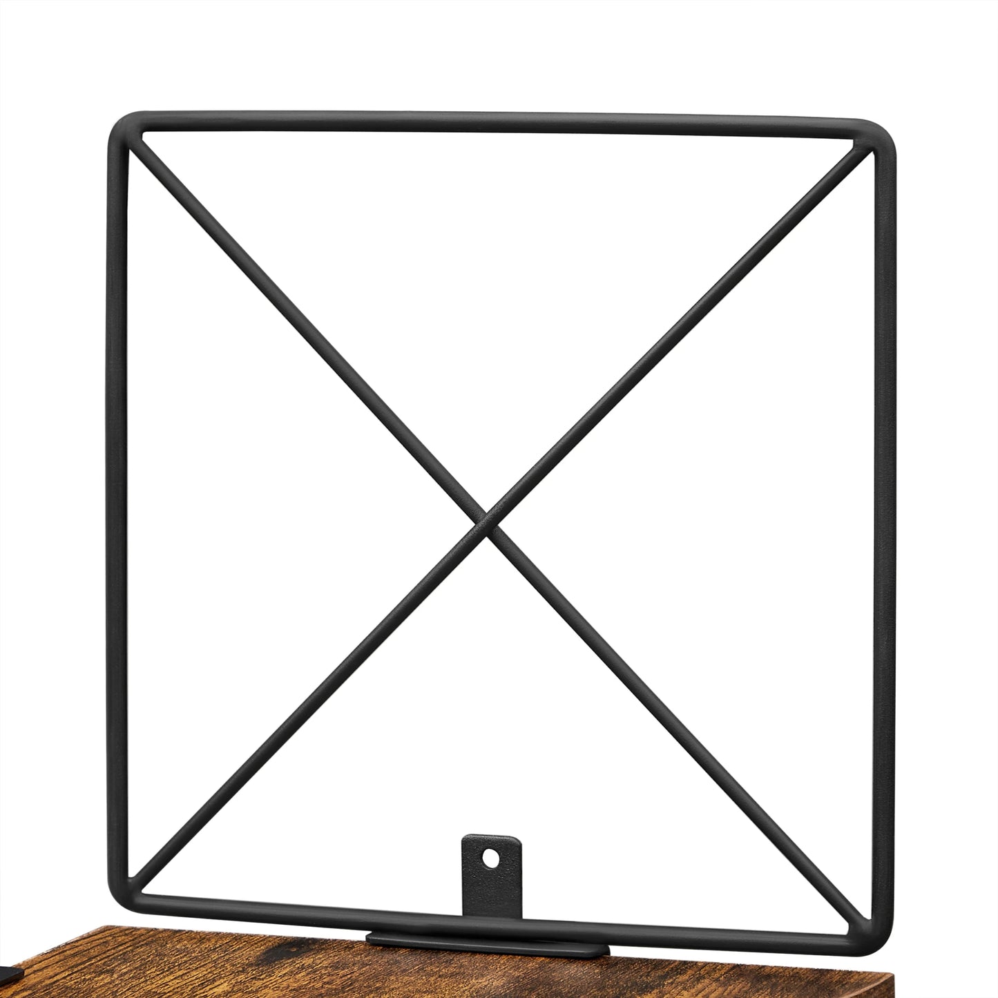 Etagère murale d'angle flottante industrielle bois et métal à 5 niveaux structure alternée