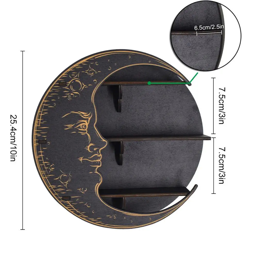 Etagère murale en bois noir modèle lune
