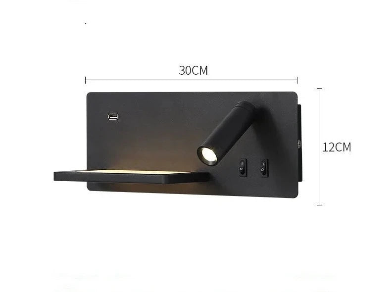 Etagere chevet murale avec spot led intégré