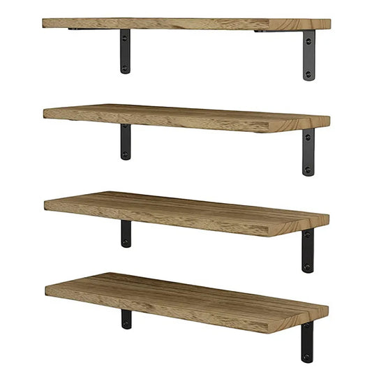 Etagère murale industrielle en bois et métal noir (lot de 4)
