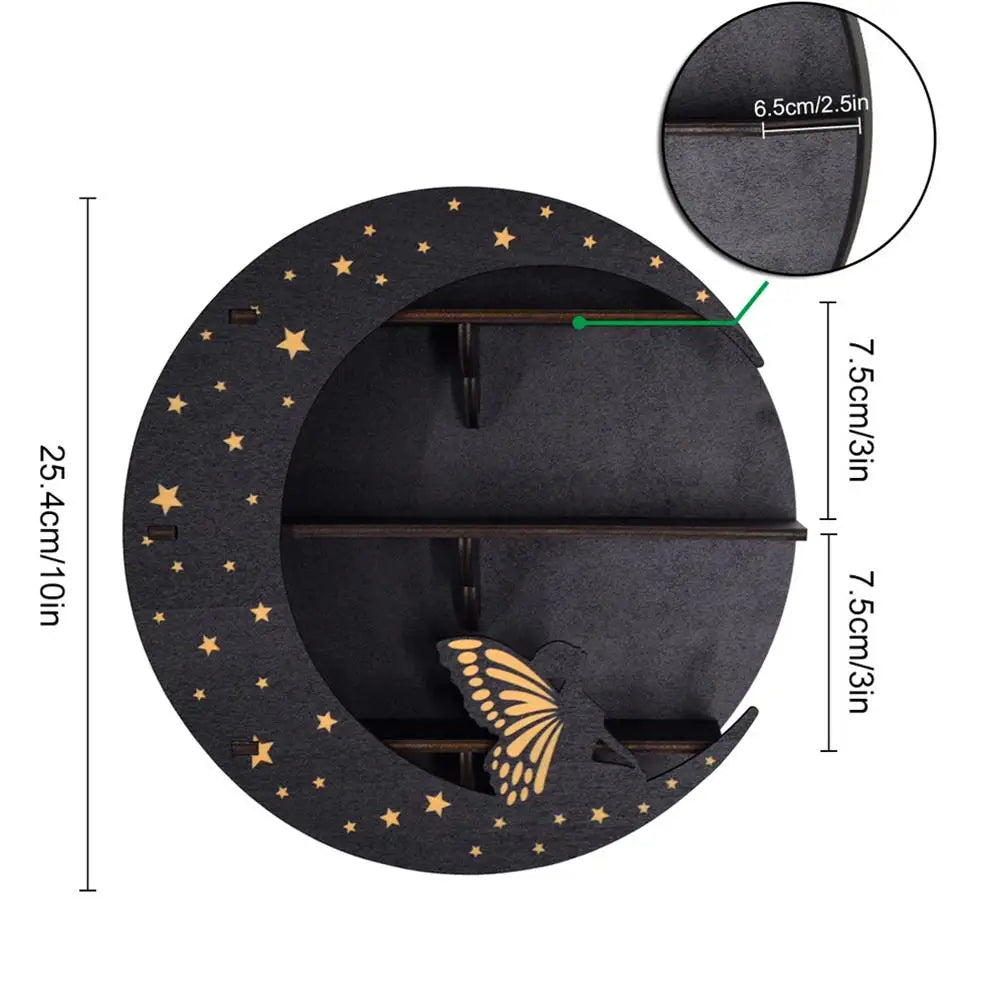 Etagère murale en bois noir modèle lune