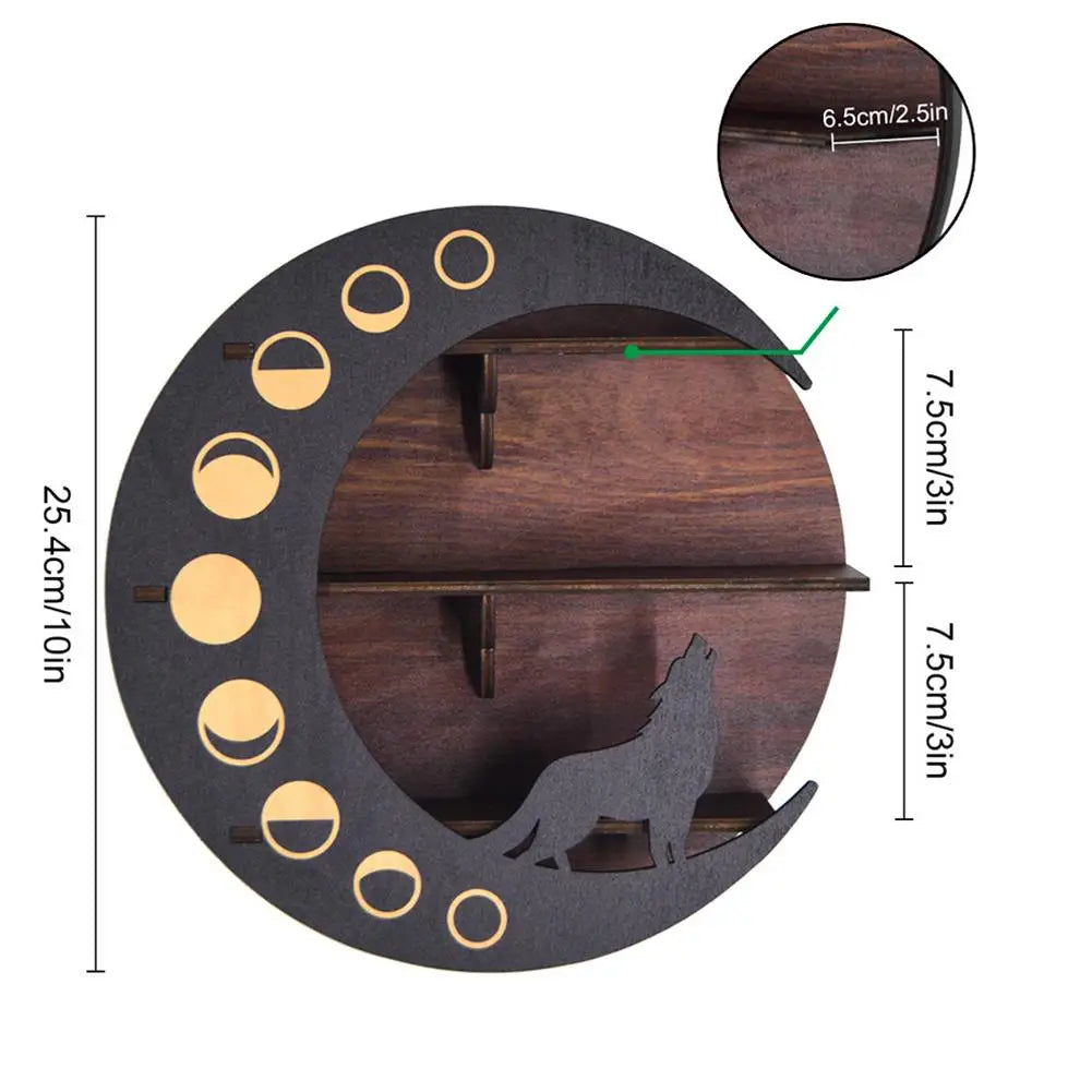 Etagère murale en bois noir modèle lune