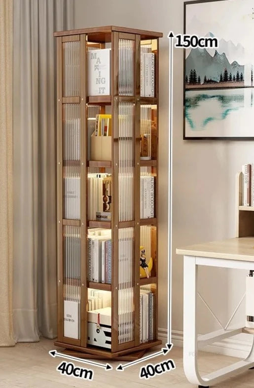 bibliothèque rotative en bois 150cm