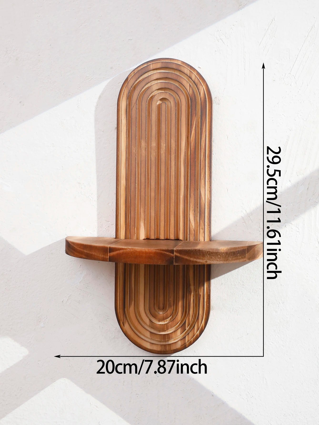 Etagère murale flottante bohème ovale en bois