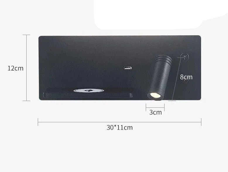 Etagere chevet murale avec spot led intégré