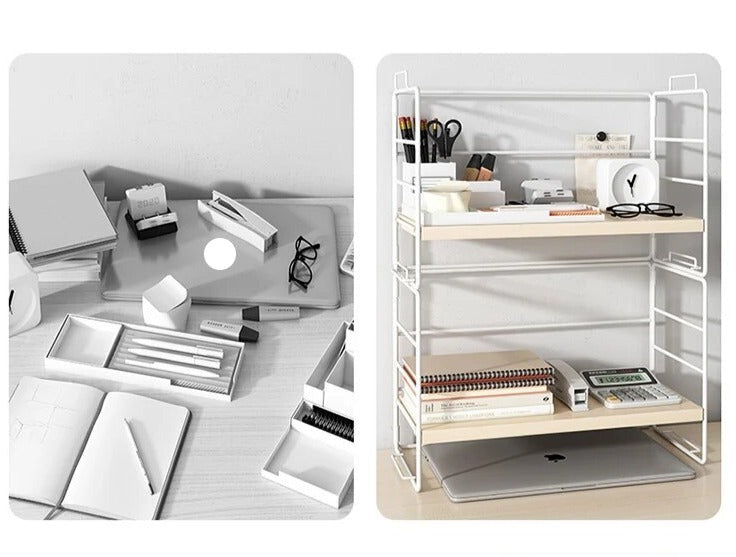 Etagère bureau à poser bois et métal type rack