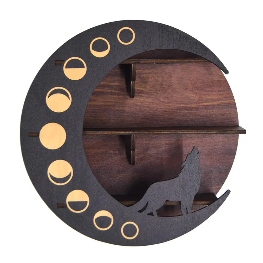 Etagère murale en bois noir modèle lune