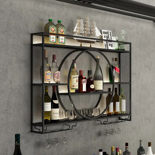 Etagère à vin murale design métallique noire