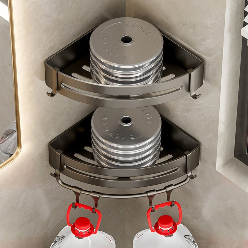 Etagère murale aluminium salle de bain à multiples supports