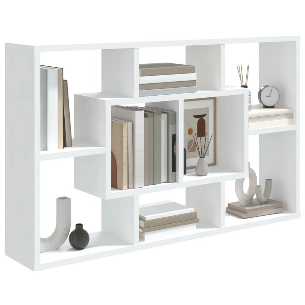 Etagère murale blanche en bois pour livres