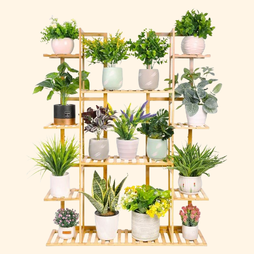 étagère à plantes bambou, support à fleurs 9 niveaux, porte-plantes en bois, étagère plantes balcon intérieur extérieur