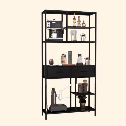 Bibliothèque en métal noir industrielle largeur 90 cm
