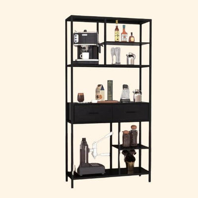 Bibliothèque en métal noir industrielle largeur 90 cm