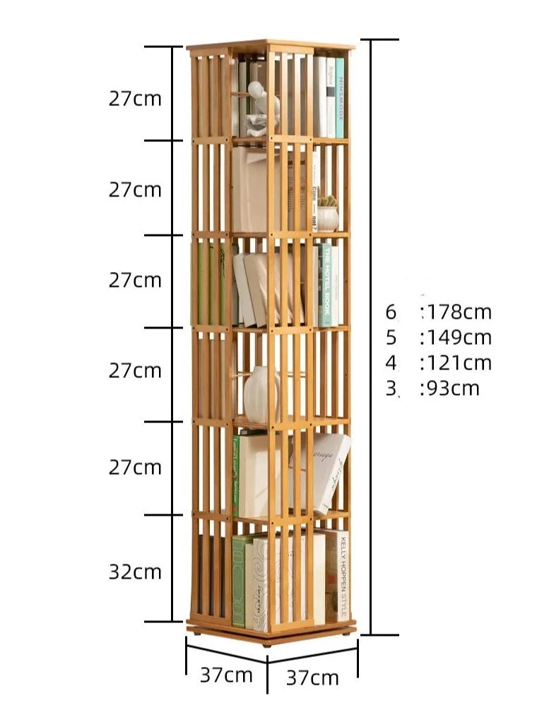 Bibliothèque colonne bois rotative