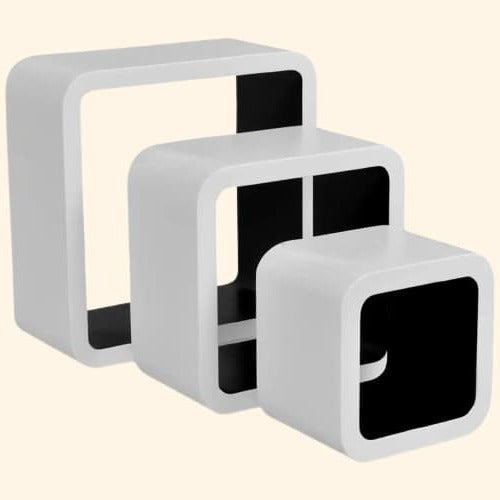 Etagère murale cube blanche et noire gigogne