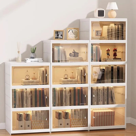 Etagère modulable cube pliable avec porte transparente