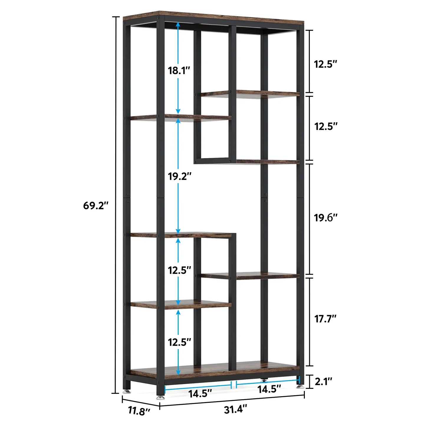 Etagère haute métal et bois sur pieds