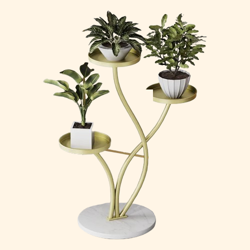 Etagere pour plantes  intérieur design sur pied central avec triple plateaux